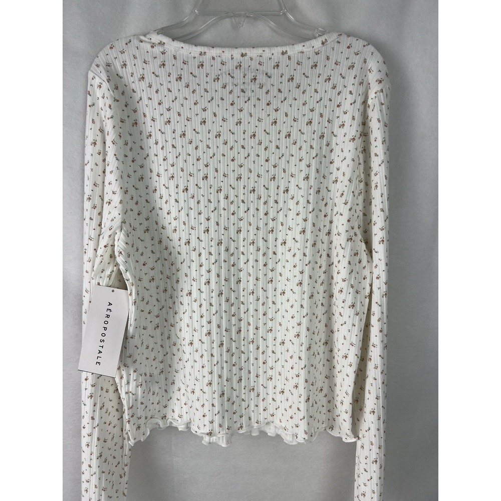 Aeropostale Women's Shrunken Tee Size XX-Large Stretch Floral Cream A56 - Picture 2 of 11
